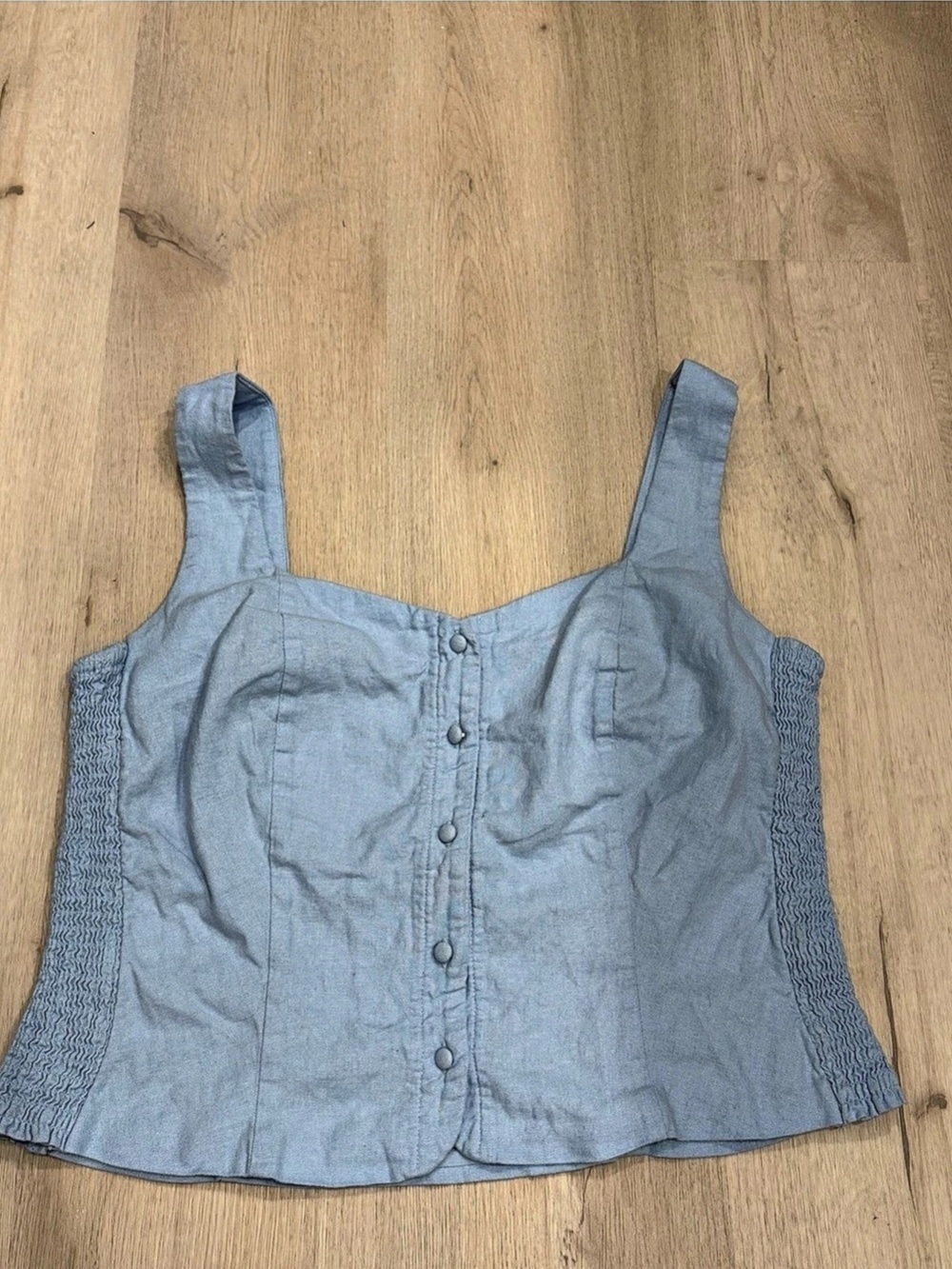 Old Navy Blue Button Front Linen Top
